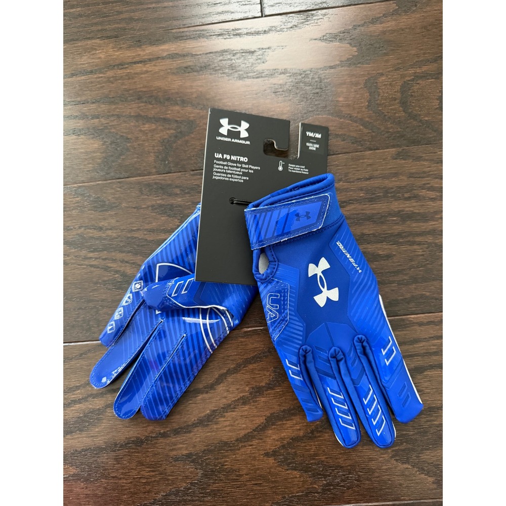 Under Armour F9 Nitro Youth Football Gloves Royal Blue Skill Player YM 1381961